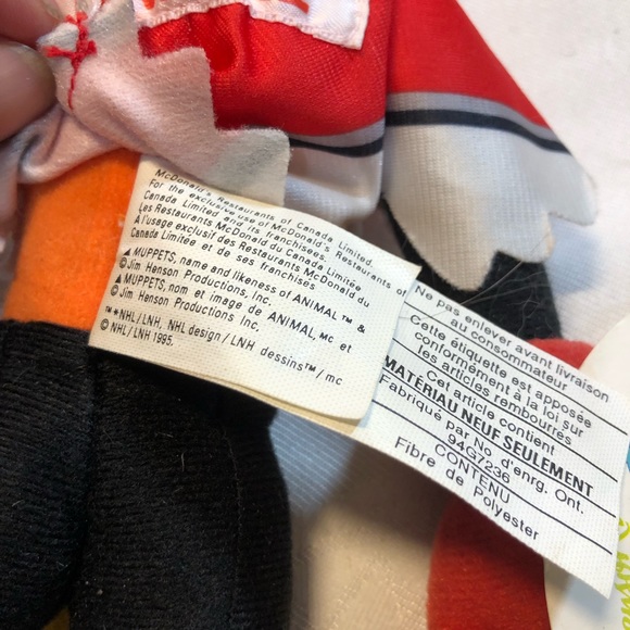 Vintage 1995 Hockey Animal Muppets with Skates and Helmet McDonalds Original Tag - Picture 4 of 9